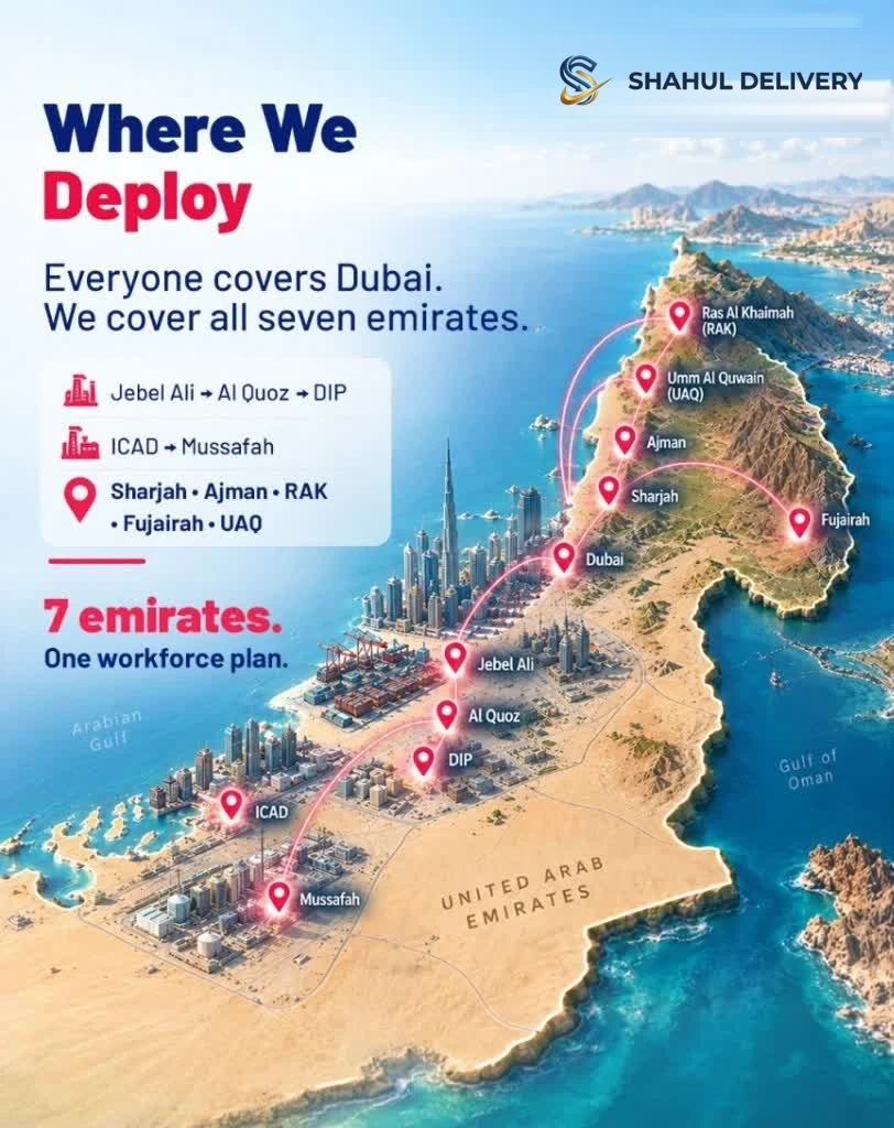 Shahul Hameed Delivery Services - UAE 7 Emirates 3D Deployment Map